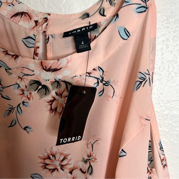 Torrid Top Women Size 4 4X 26 Floral Pink Babydoll Chablis Goddess Tank  B9 - Picture 5 of 11